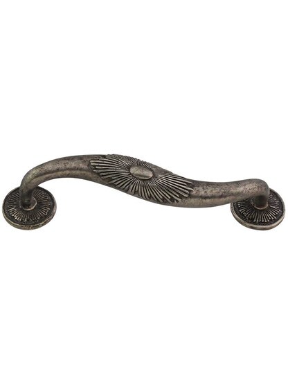 Sunburst Drawer Pull - 5 inch Center-to-Center in Silver Antique.